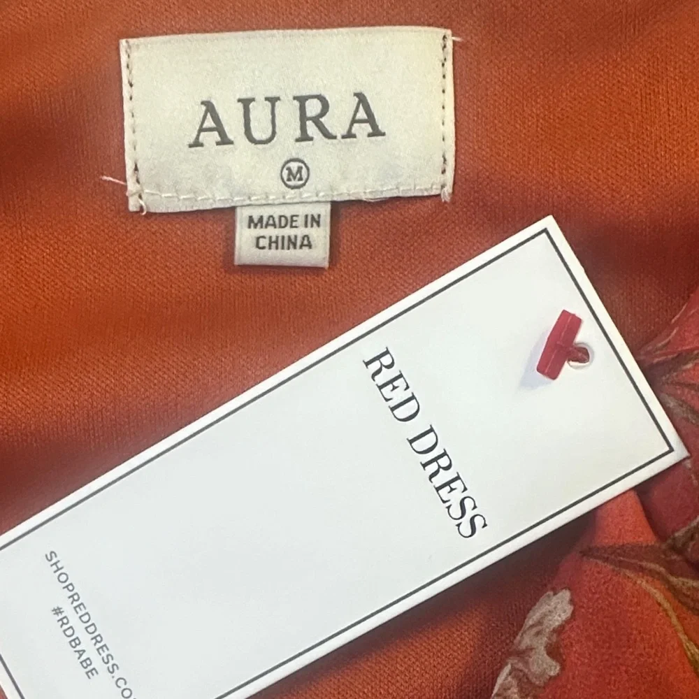 New Aura Rust Floral Ruffle Maxi Dress • Boho Floral Tiered Hem • Size M NWT - Picture 2 of 8